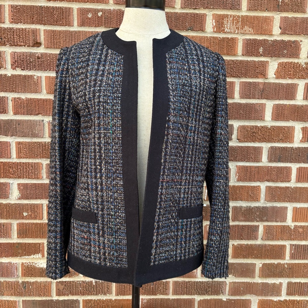Vintage Gloria Vanderbilt Petite Jacket Suit Blazer Size 12P Multi Color Tweed